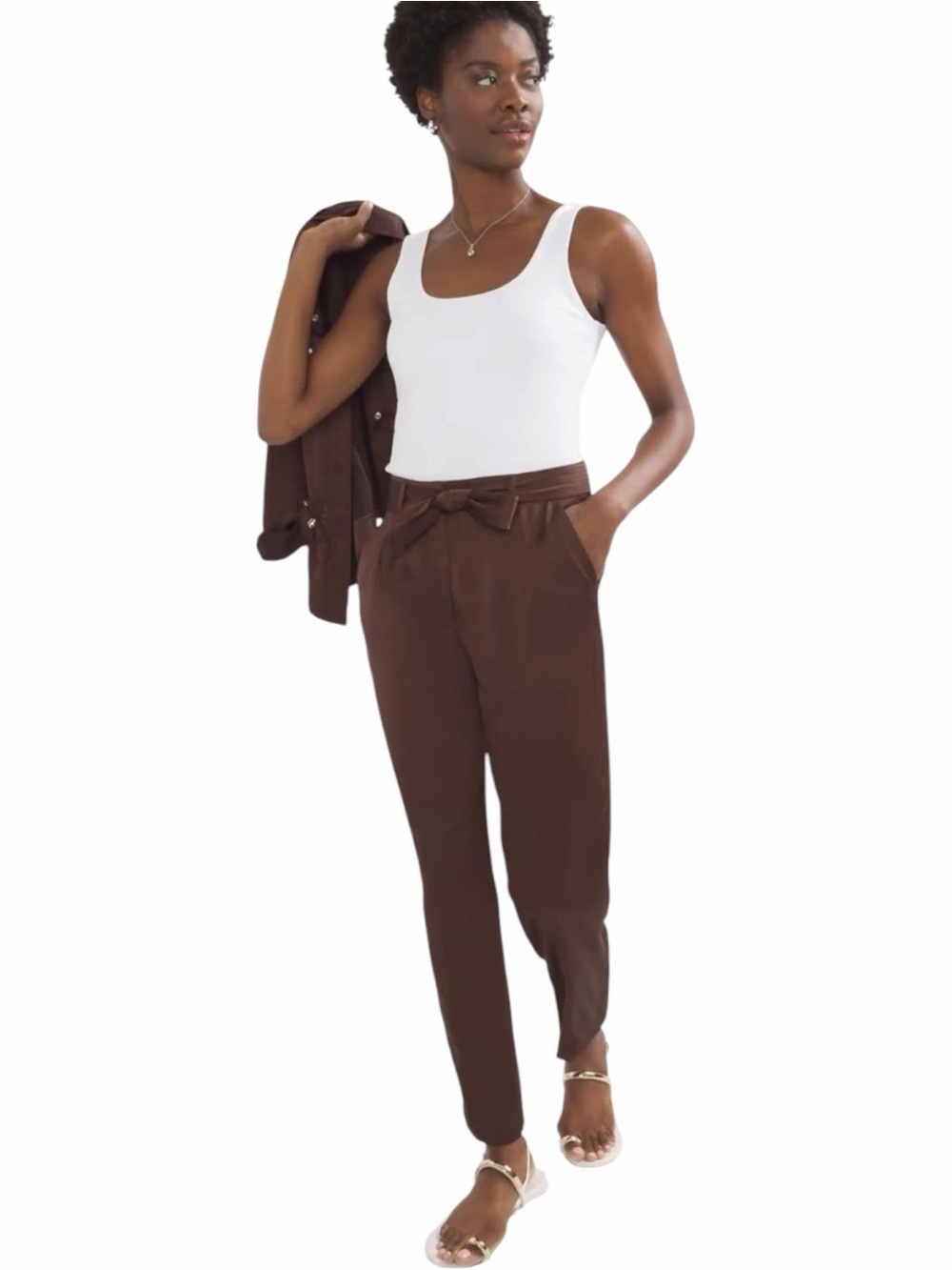 White House Black Market Belted Utility Straight Crop Pants in Rocky Cliff 2